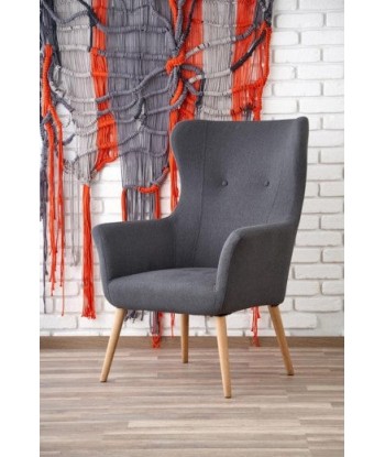 Fauteuil rembourré en tissu, avec pieds en bois Cotto Gris Foncé, l73xA76xH99 cm brillant des détails fins