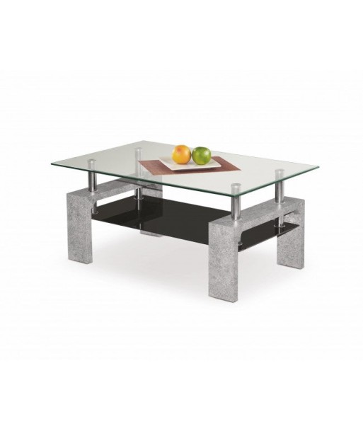 Table basse, en MDF et verre Diana Intro Béton Gris / Transparent, L100xl60xH45 cm une grave pollution 