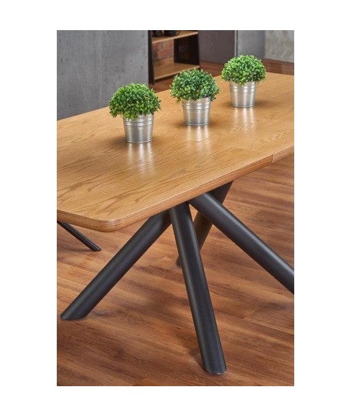 Table extensible en MDF et métal Chêne Derrick / Noir, L160-200xl90xH75 cm la livraison gratuite