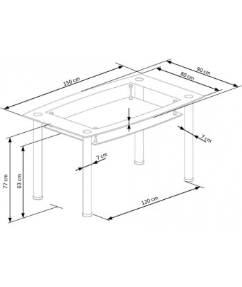 Table en verre et métal Milky crystal, L150xl90xH77 cm Véritable concentré