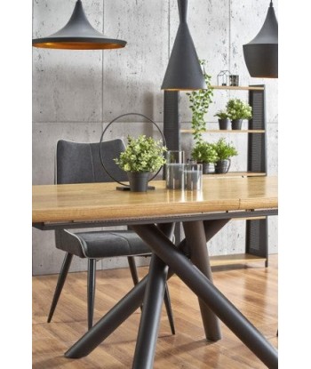 Table extensible en MDF et métal Chêne Derrick / Noir, L160-200xl90xH75 cm la livraison gratuite