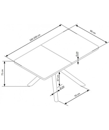 Table extensible en MDF et métal Chêne Derrick / Noir, L160-200xl90xH75 cm la livraison gratuite