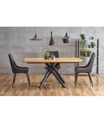 Table extensible en MDF et métal Chêne Derrick / Noir, L160-200xl90xH75 cm la livraison gratuite