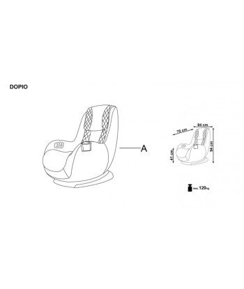 Fauteuil fixe recouvert de cuir écologique, avec fonction massage Dopio Gris, l69xA70xH94 cm les muscles