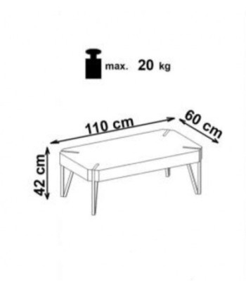 Table basse Emily Gris en MDF et métal, L110xl60xH42 cm Economisez 