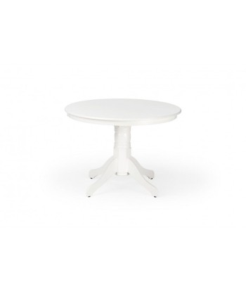 Set de table en MDF et bois Gloster Blanc + 4 chaises en hévéa Barkley Blanc, Ø106xH75 cm sur le site 