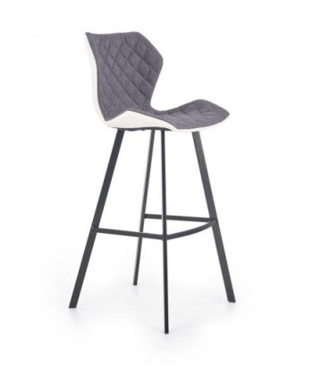 Tabouret de bar rembourré en tissu écologique et cuir, avec pieds en métal H-83 Blanc / Gris, l49xA53xH113 cm acheter en ligne