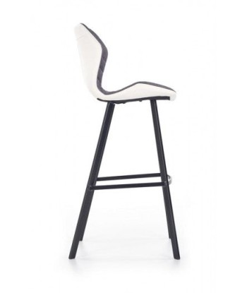 Tabouret de bar rembourré en tissu écologique et cuir, avec pieds en métal H-83 Blanc / Gris, l49xA53xH113 cm acheter en ligne