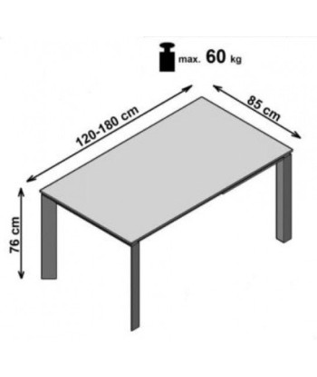 Table Horizon métal et céramique, L120-180xl85xh76 cm Les magasins à Paris et en Île-de-France