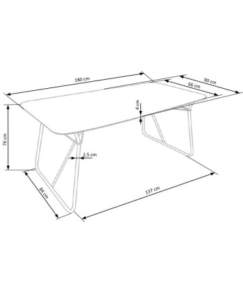 Table Houston en MDF et métal, L180xl90xh76 cm basket pas cher