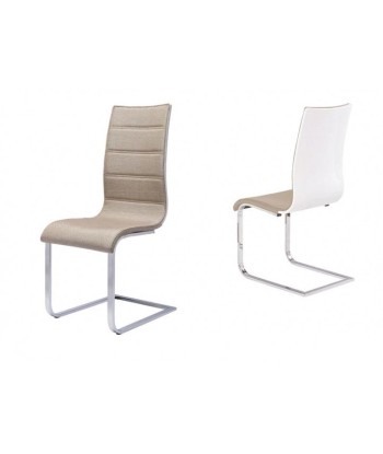 Chaise rembourrée en tissu, avec pieds en métal K104 Beige / Blanc, l42xA56xH99 cm En savoir plus