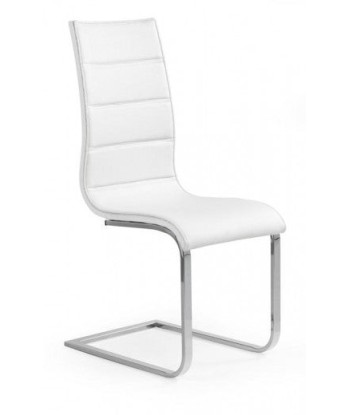 Chaise rembourrée en cuir écologique, avec pieds en métal K104 Blanc, l42xA58xH99 cm Toutes les collections ici