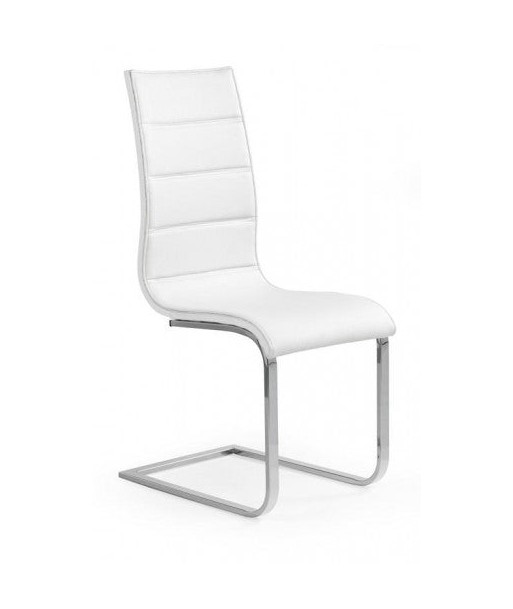 Chaise rembourrée en cuir écologique, avec pieds en métal K104 Blanc, l42xA58xH99 cm Toutes les collections ici