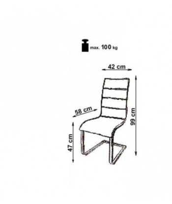 Chaise rembourrée en cuir écologique, avec pieds en métal K104 Blanc, l42xA58xH99 cm Toutes les collections ici