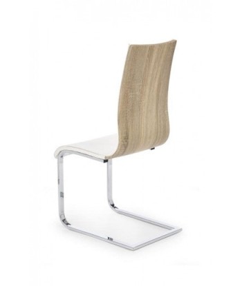 Chaise rembourrée en éco-cuir, avec pieds en métal K104 Blanc / Chêne Sonoma, l42xA56xH99 cm vente chaude votre 