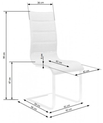 Chaise rembourrée en éco-cuir, avec pieds en métal K104 Blanc / Chêne Sonoma, l42xA56xH99 cm vente chaude votre 