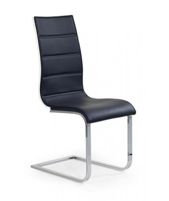 Chaise rembourrée en cuir écologique, avec pieds en métal K104 Noir / Blanc, l42xA56xH99 cm des créatures d'habitude