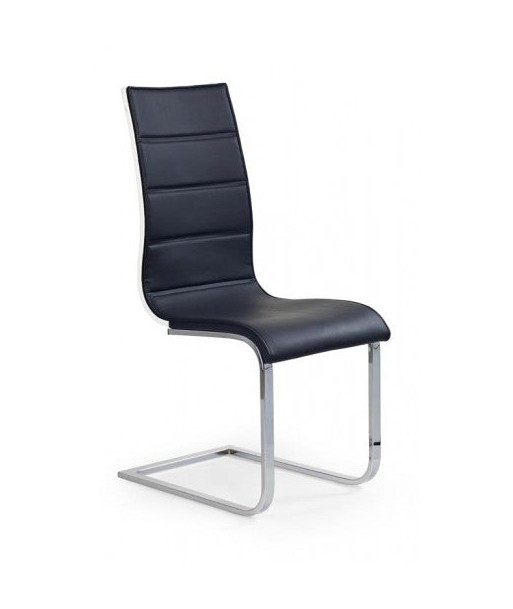 Chaise rembourrée en cuir écologique, avec pieds en métal K104 Noir / Blanc, l42xA56xH99 cm des créatures d'habitude