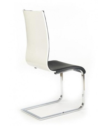 Chaise rembourrée en cuir écologique, avec pieds en métal K104 Noir / Blanc, l42xA56xH99 cm des créatures d'habitude