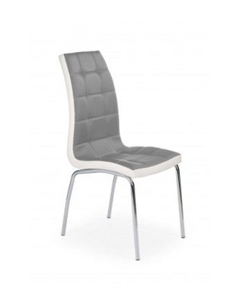 Chaise rembourrée en éco-cuir, avec pieds en métal K186 Gris / Blanc, l42xA63xH100 cm est présent 