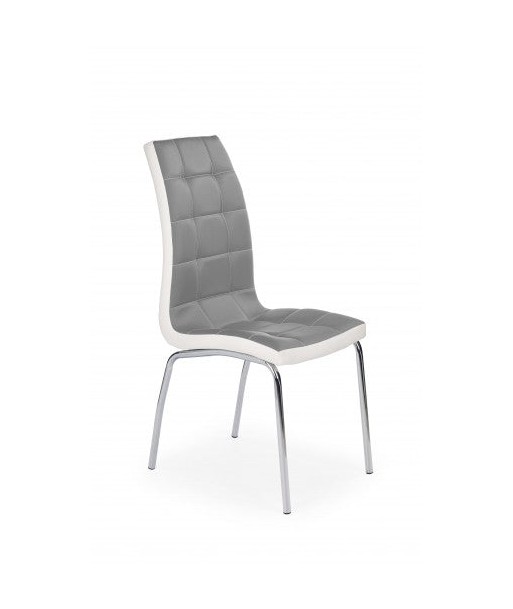 Chaise rembourrée en éco-cuir, avec pieds en métal K186 Gris / Blanc, l42xA63xH100 cm est présent 