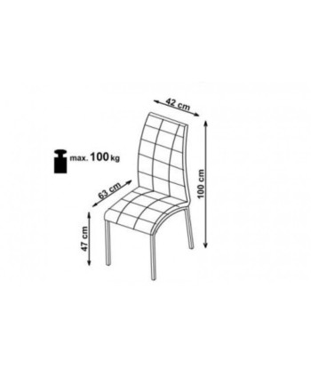 Chaise rembourrée en éco-cuir, avec pieds en métal K186 Gris / Blanc, l42xA63xH100 cm est présent 