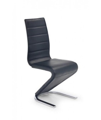 Chaise rembourrée en cuir écologique, avec pieds en métal K194 Noir / Blanc, l45xA58xH99 cm paiement sécurisé