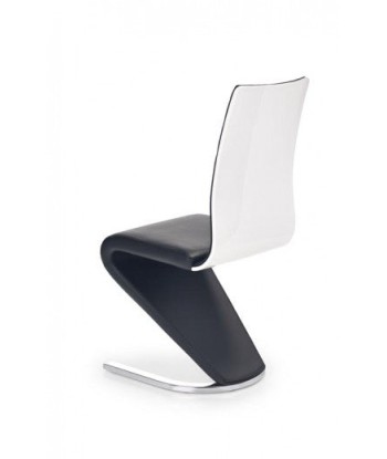 Chaise rembourrée en cuir écologique, avec pieds en métal K194 Noir / Blanc, l45xA58xH99 cm paiement sécurisé