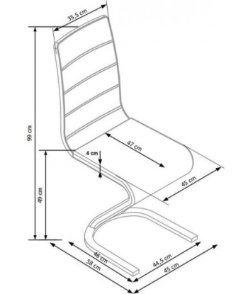 Chaise rembourrée en cuir écologique, avec pieds en métal K194 Noir / Blanc, l45xA58xH99 cm paiement sécurisé