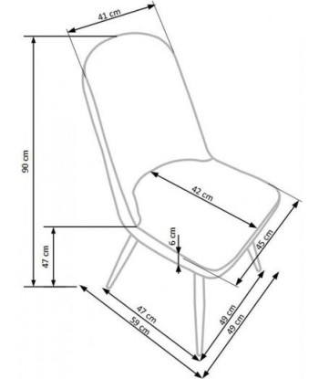 Chaise rembourrée en éco-cuir, avec pieds en métal K214 Gris / Chêne Miel, l49xA59xH90 cm En savoir plus