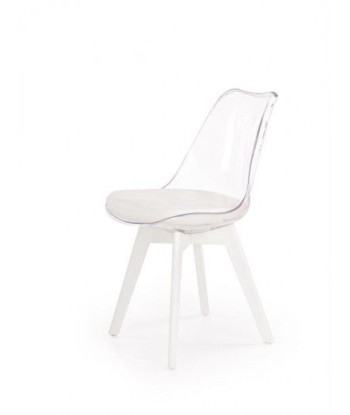 Chaise en plastique avec assise rembourrée en éco-cuir K245 Blanc, l48xA55xH83 cm de votre