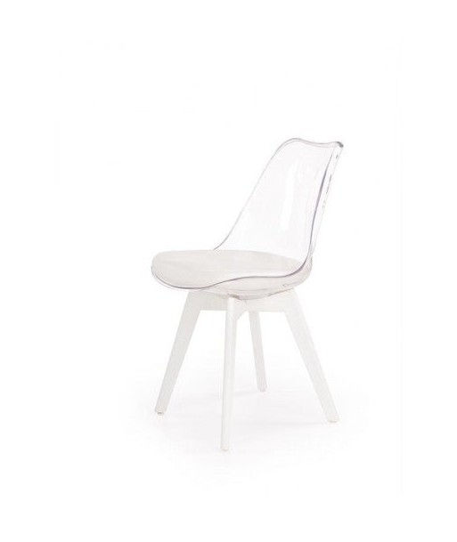 Chaise en plastique avec assise rembourrée en éco-cuir K245 Blanc, l48xA55xH83 cm de votre