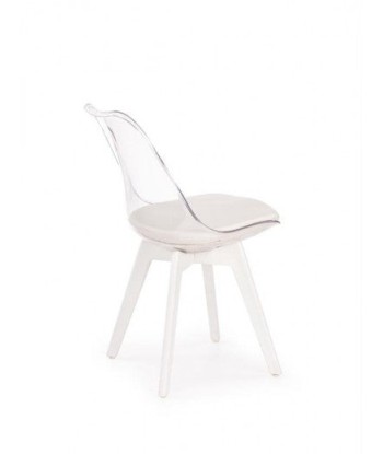 Chaise en plastique avec assise rembourrée en éco-cuir K245 Blanc, l48xA55xH83 cm de votre