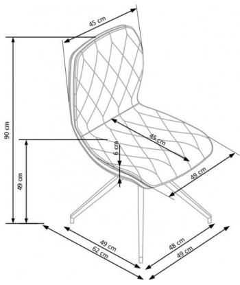 Chaise rembourrée en cuir écologique, avec pieds en métal K237 Marron, l49xA62xH90 cm basket pas cher