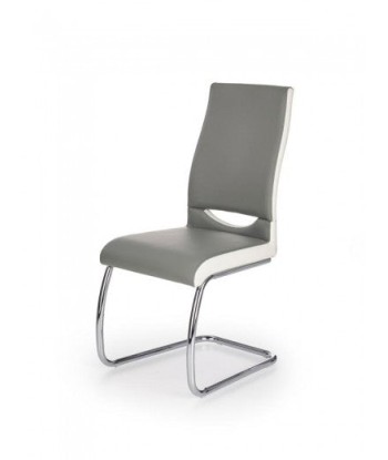 Chaise rembourrée en éco-cuir, avec pieds en métal K259 Gris / Blanc, l44xA59xH97 cm les ligaments