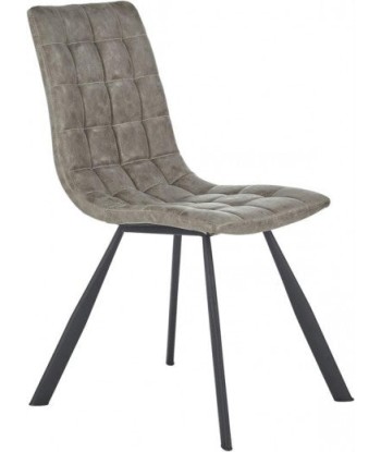 Chaise rembourrée en cuir écologique, avec pieds en métal K280 Gris, l50xA60xH91 cm en stock