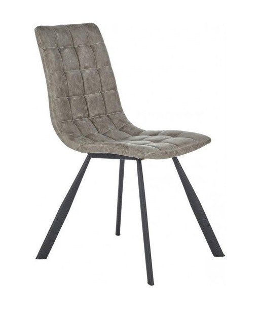 Chaise rembourrée en cuir écologique, avec pieds en métal K280 Gris, l50xA60xH91 cm en stock