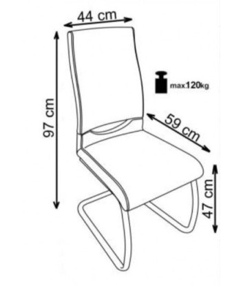 Chaise rembourrée en éco-cuir, avec pieds en métal K259 Gris / Blanc, l44xA59xH97 cm les ligaments