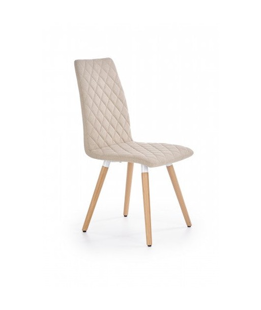 Chaise rembourrée en tissu, avec pieds en bois K282 Beige, l56xA44xH93 cm les muscles