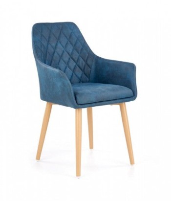 Chaise rembourrée en cuir écologique, avec pieds en métal K287 Bleu foncé, l58xA61xH85 cm Les magasins à Paris et en Île-de-France