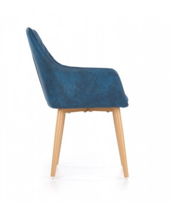 Chaise rembourrée en cuir écologique, avec pieds en métal K287 Bleu foncé, l58xA61xH85 cm Les magasins à Paris et en Île-de-France