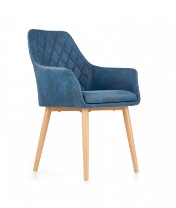 Chaise rembourrée en cuir écologique, avec pieds en métal K287 Bleu foncé, l58xA61xH85 cm Les magasins à Paris et en Île-de-France