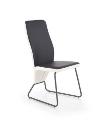 Chaise rembourrée en cuir écologique, avec pieds en métal K300 Blanc / Noir, l45xA57xH96 cm pas cher