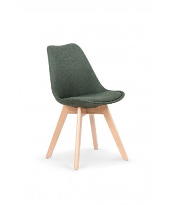 Chaise rembourrée en tissu, avec pieds en bois K303 Vert Foncé, l48xA54xH83 cm pas cher