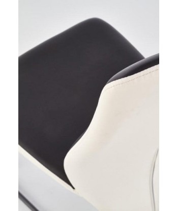 Chaise rembourrée en cuir écologique, avec pieds en métal K300 Blanc / Noir, l45xA57xH96 cm pas cher