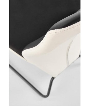 Chaise rembourrée en cuir écologique, avec pieds en métal K300 Blanc / Noir, l45xA57xH96 cm pas cher