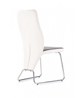 Chaise rembourrée en cuir écologique, avec pieds en métal K300 Blanc / Noir, l45xA57xH96 cm pas cher