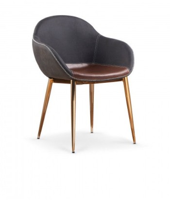 Chaise rembourrée en métal avec cuir écologique K304 Gris Foncé / Marron Le MVP de beaucoup