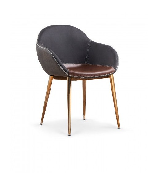 Chaise rembourrée en métal avec cuir écologique K304 Gris Foncé / Marron Le MVP de beaucoup