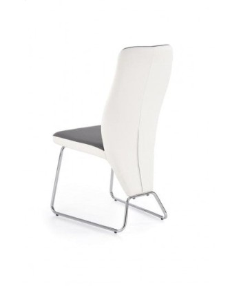 Chaise rembourrée en cuir écologique, avec pieds en métal K300 Blanc / Noir, l45xA57xH96 cm pas cher